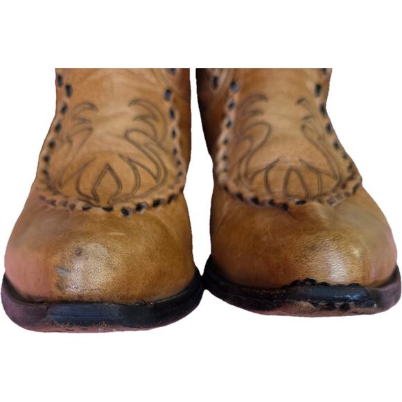 Dan Post Brown Natural Leather Buckstitching Cowboy Western Boots 10D main image 12